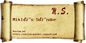 Miklós Sándor névjegykártya